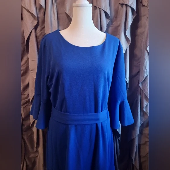 C Est 1946 Beautiful Electric Blue Feminine Dress Ladies 14 New Princess Diana - Picture 2 of 6